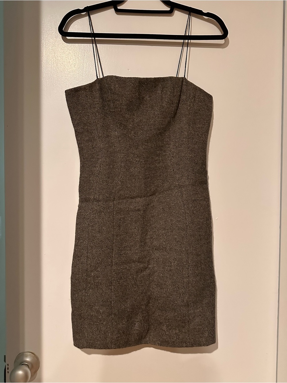 Bottega Veneta Vintage Grey Tweed Spaghetti Strap Mini Dress